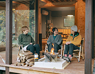 テラスで焚き火